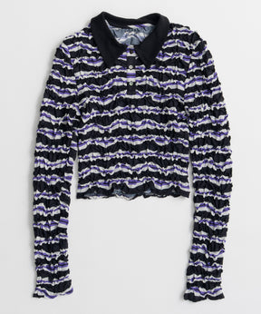 【26AUTUMN PRE-ORDER】Shirring Border Polo Shirt