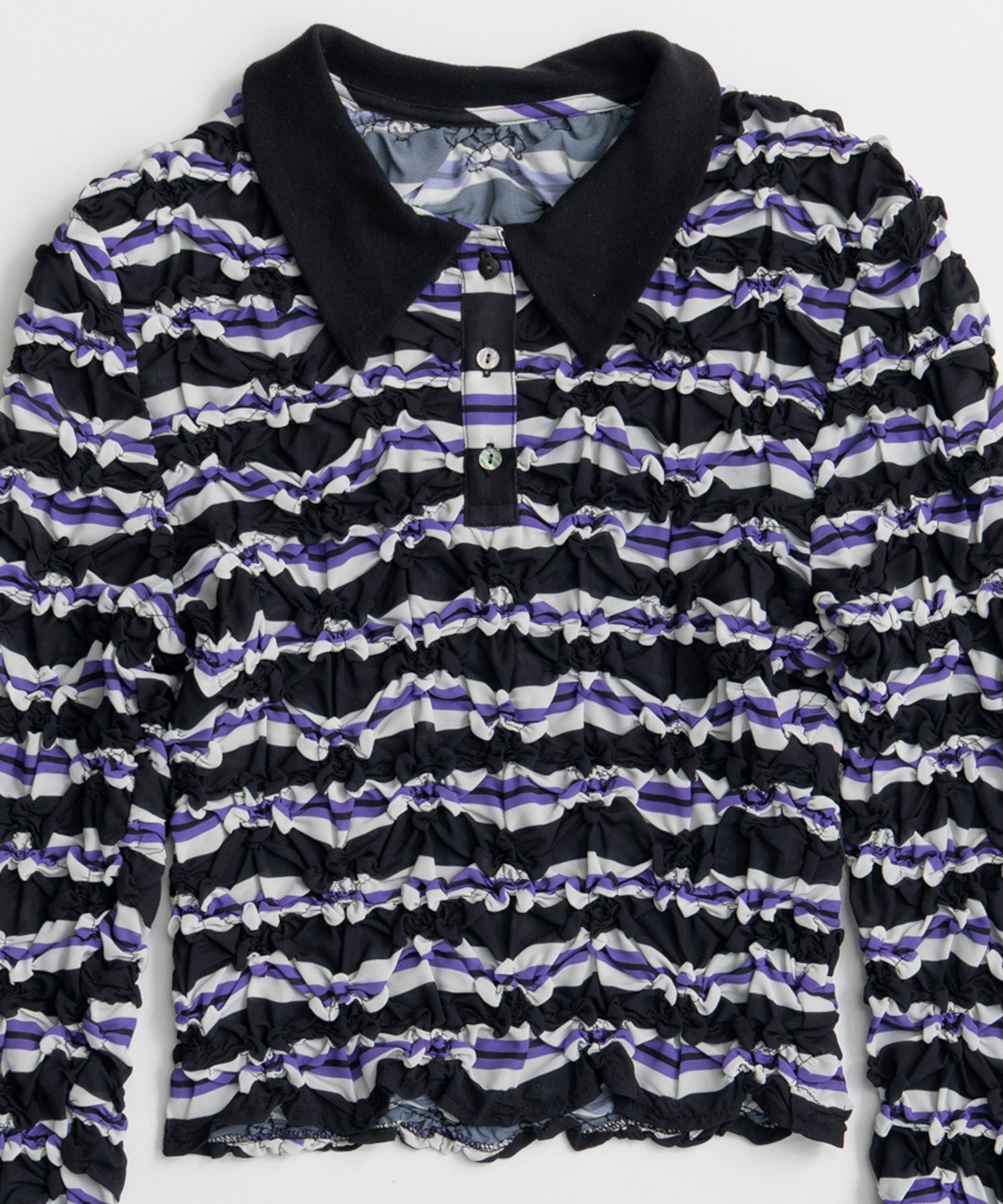 【26AUTUMN PRE-ORDER】Shirring Border Polo Shirt