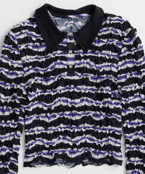 【26AUTUMN PRE-ORDER】Shirring Border Polo Shirt