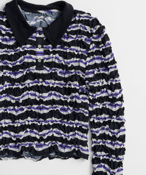 【26AUTUMN PRE-ORDER】Shirring Border Polo Shirt
