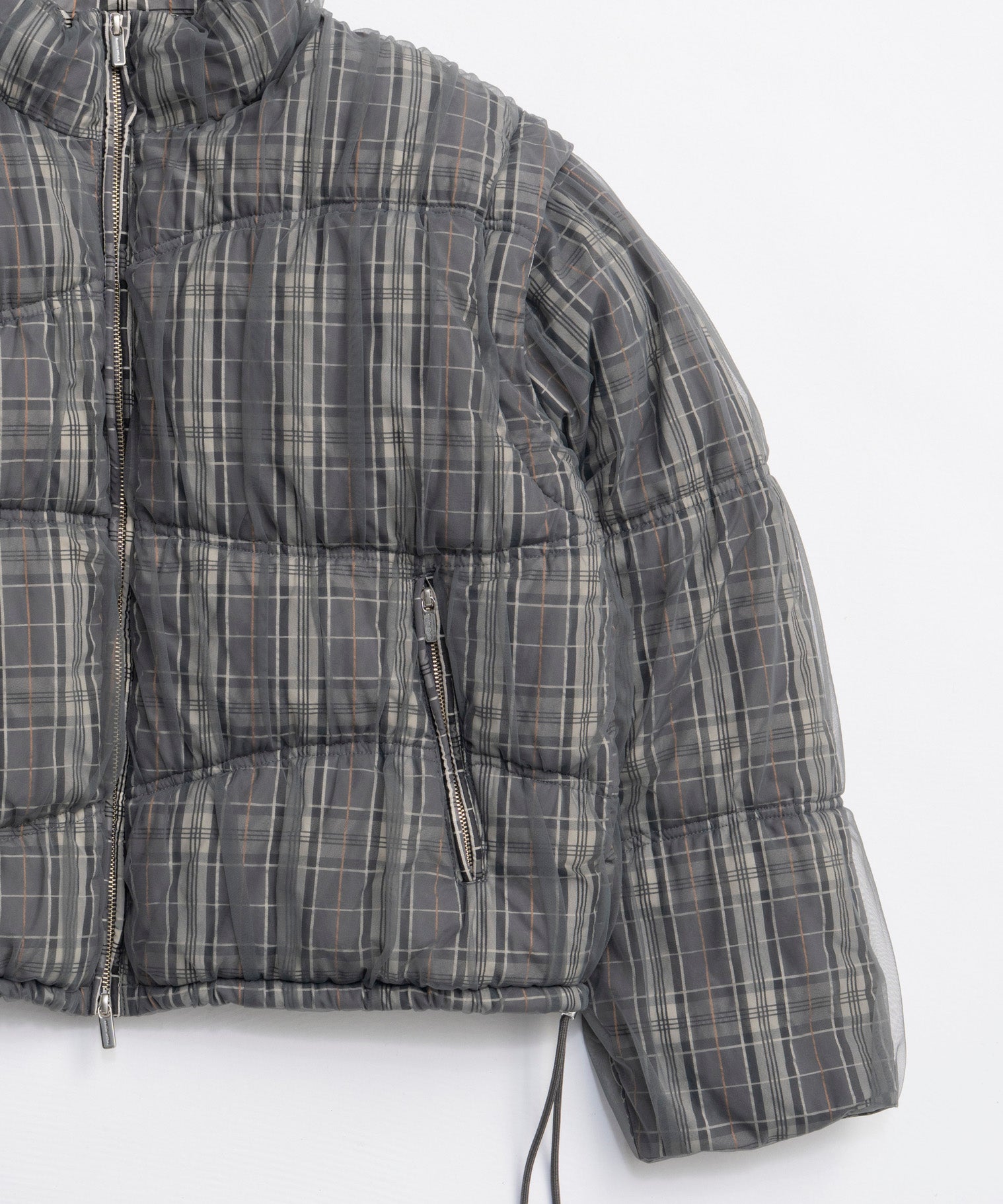 [25winter preoder] Wave Shirring Tulle Puffer Jacket