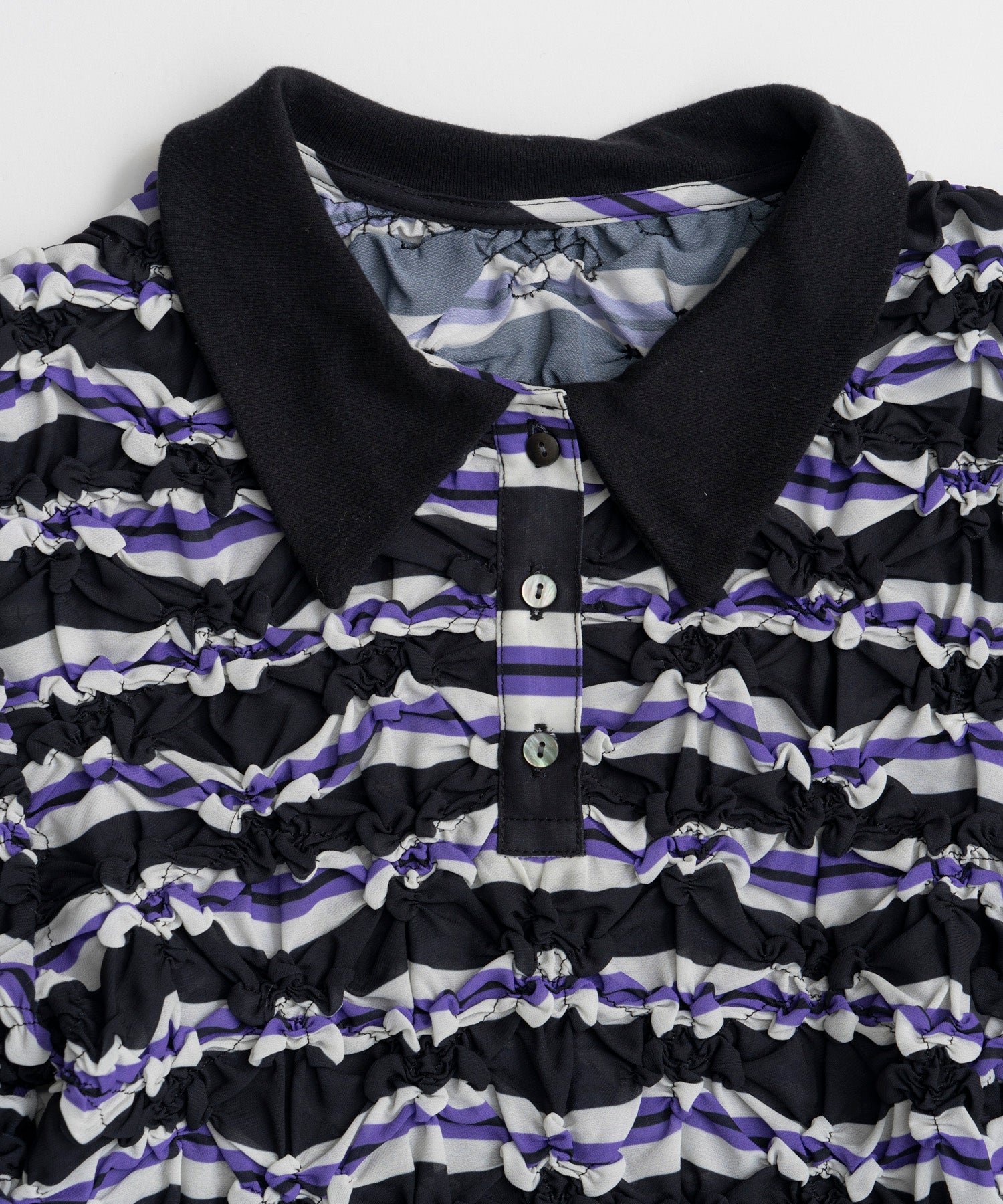 【26AUTUMN PRE-ORDER】Shirring Border Polo Shirt