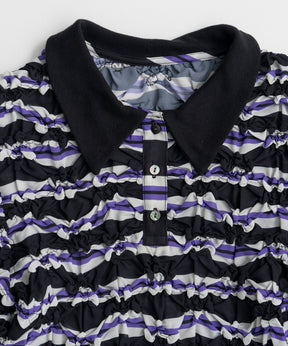 【26AUTUMN PRE-ORDER】Shirring Border Polo Shirt