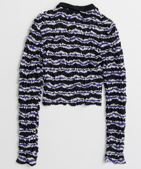 【26AUTUMN PRE-ORDER】Shirring Border Polo Shirt