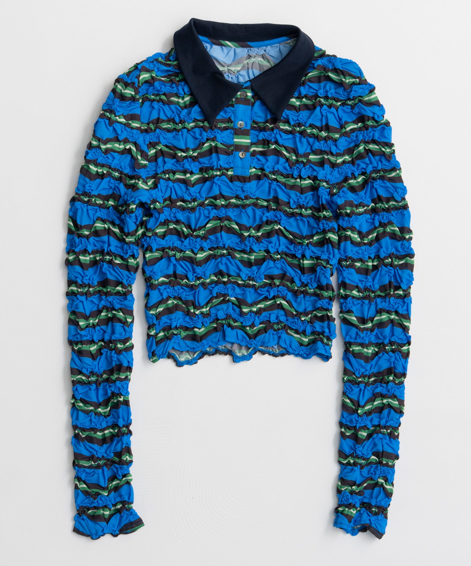【26AUTUMN PRE-ORDER】Shirring Border Polo Shirt