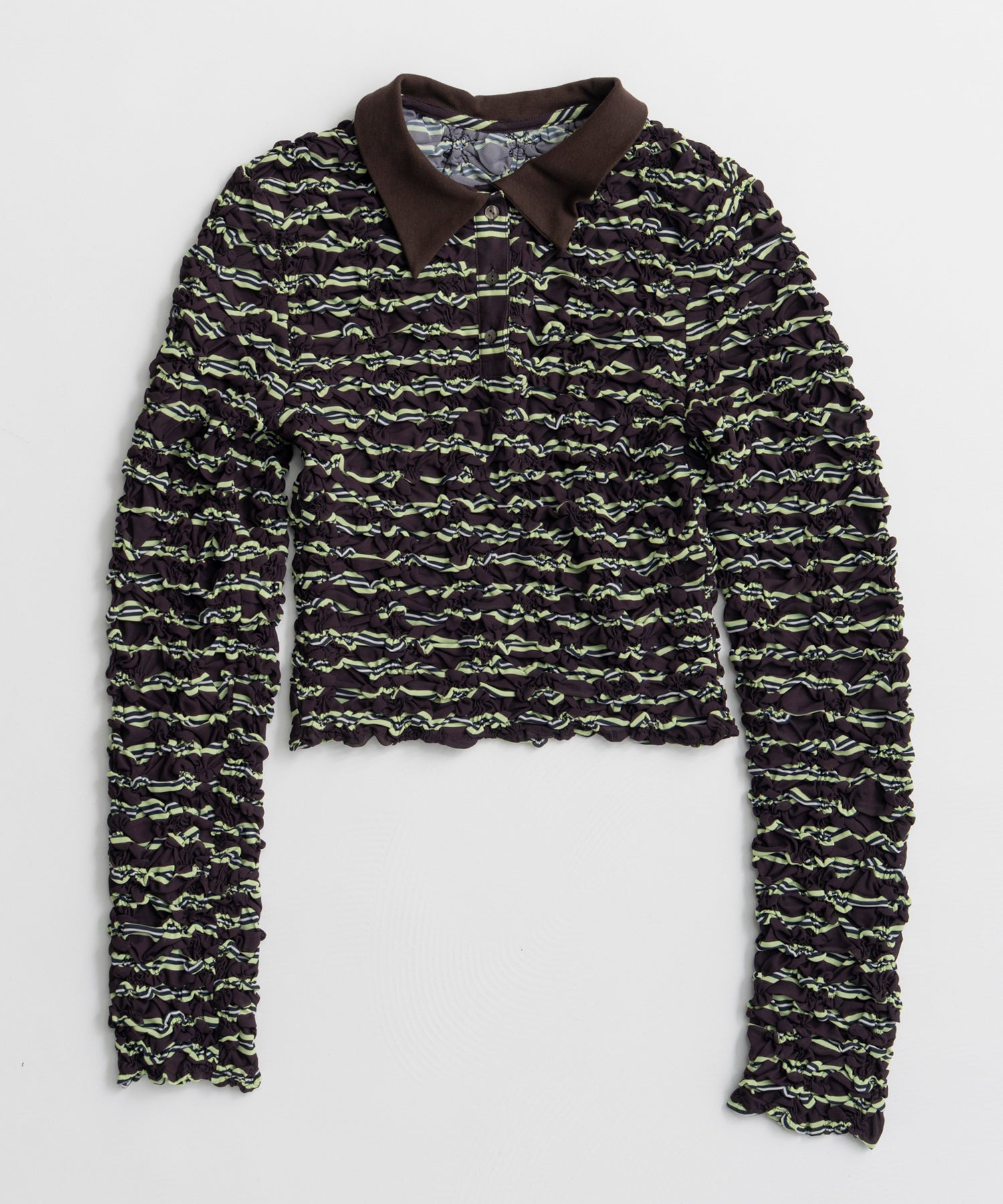 【26AUTUMN PRE-ORDER】Shirring Border Polo Shirt