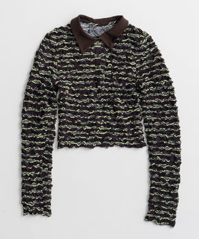 【26AUTUMN PRE-ORDER】Shirring Border Polo Shirt