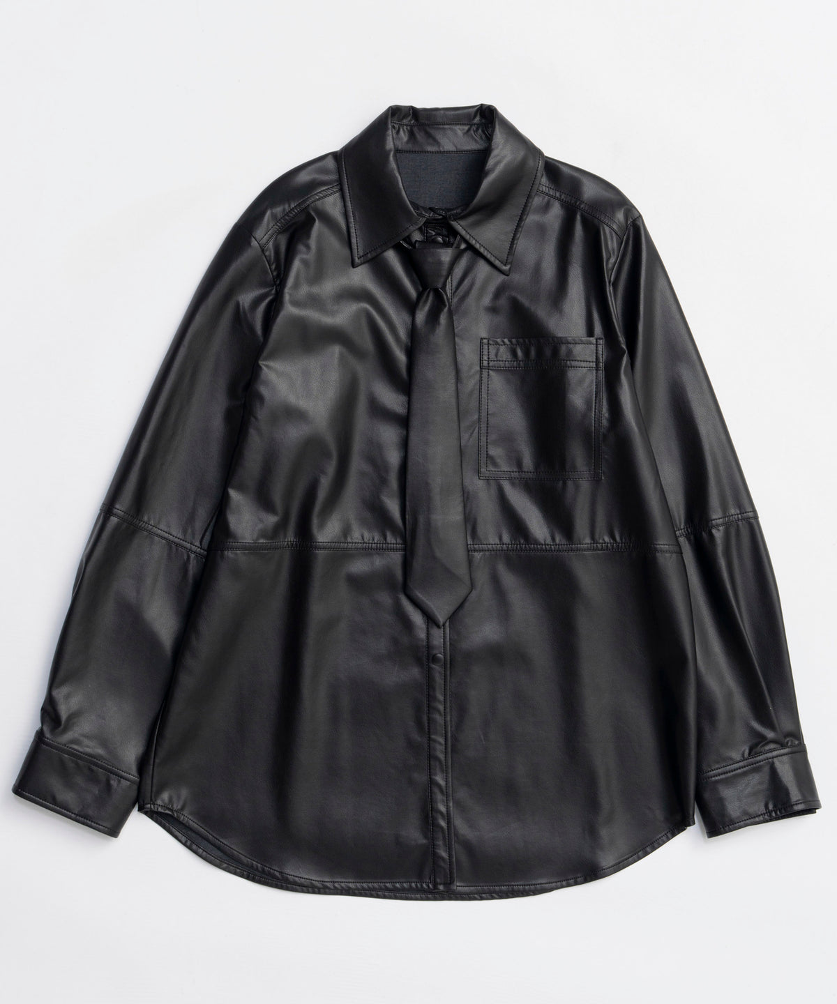Vegan Leather Tie Shirt
