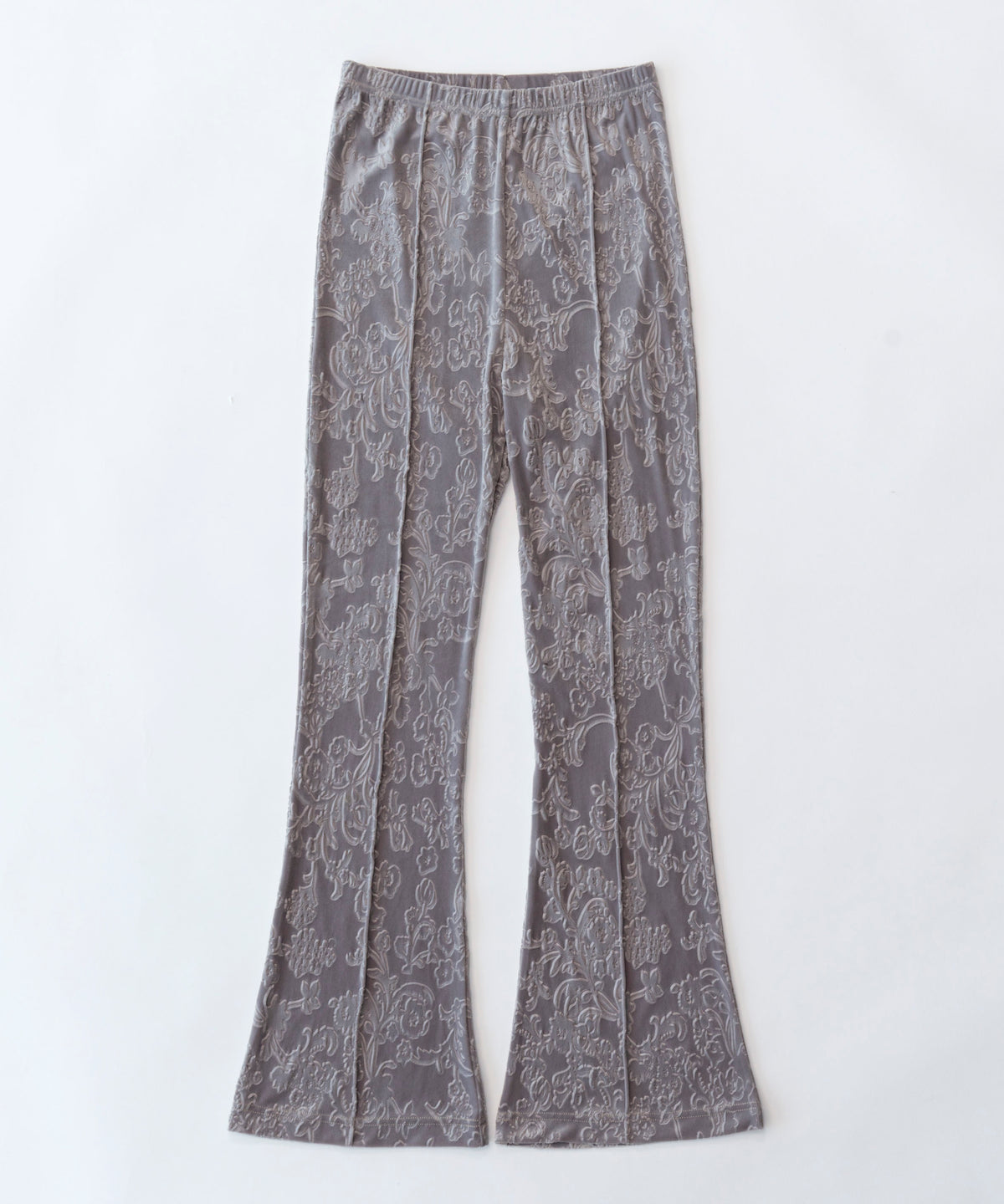 【SALE】Embossed Velor Stretch Flared Pants