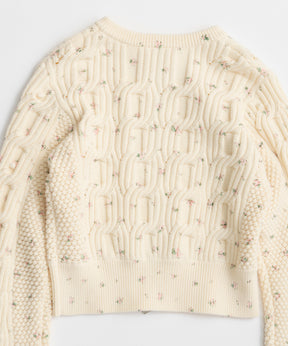 【26AUTUMN PRE-ORDER】Cable Flower Knit Cardigan