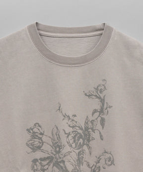 Flower Frocky Print Print Prime-Over Pigment Crew Neck T-Shirt