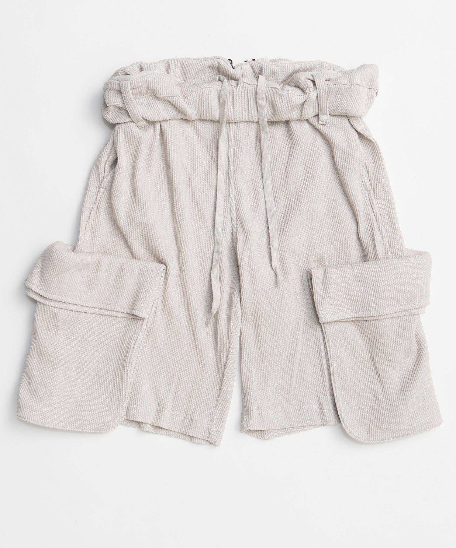 【OPEN YY】ROLLED WAIST WAFFLE CARGO SHORTS