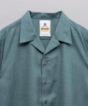 Calendering Triacetate Dress-Over Short Sleeve Open Collar Shirt