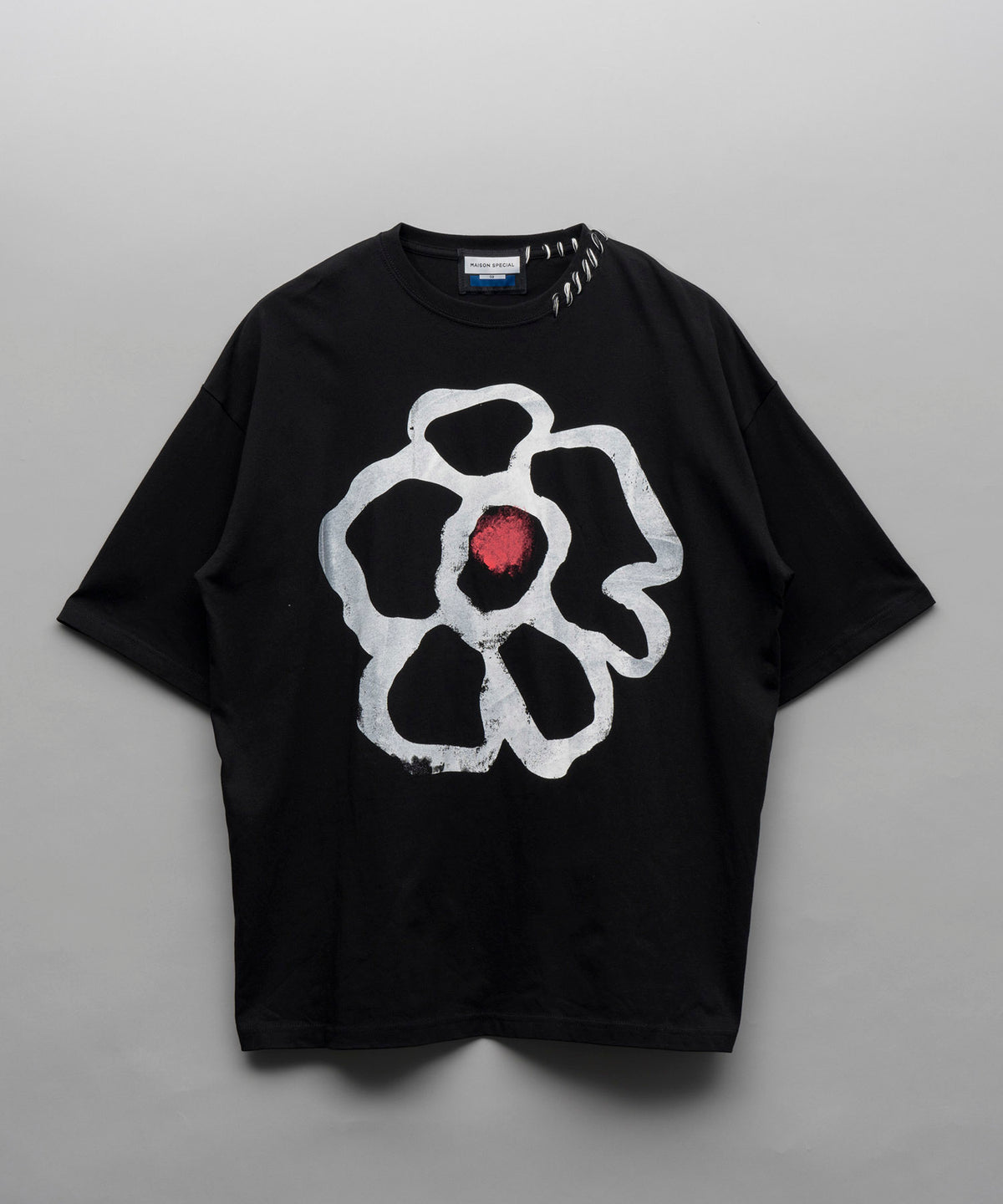 [PRE-ORDER] Flower Hand-PRINTED OVERSIZED STITCHED CREW NECK T-SHIRT