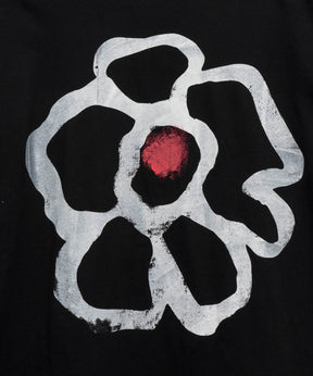 Flower Hand-Printed Oversized Stitched Crew Neck T-shirt