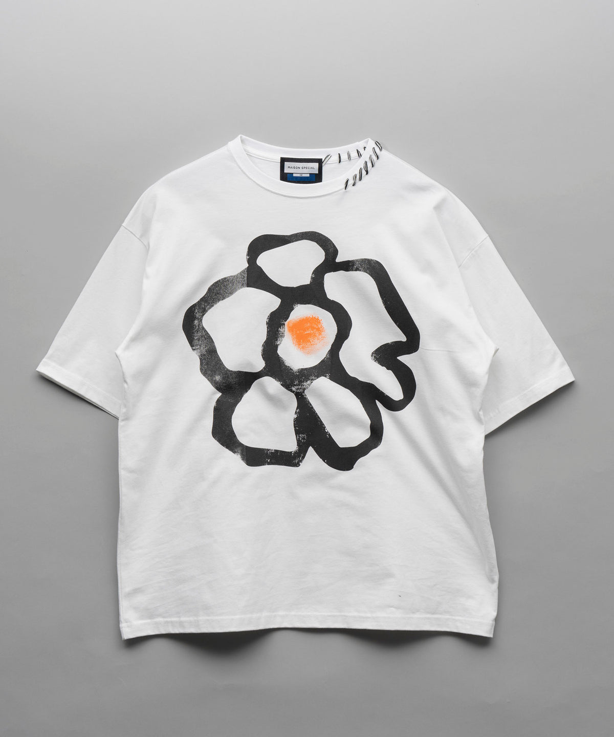 [PRE-ORDER] Flower Hand-PRINTED OVERSIZED STITCHED CREW NECK T-SHIRT
