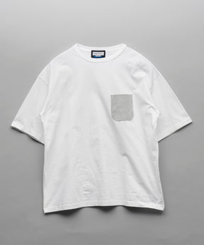 [PRE-ORDER] Hand-Stitched Oversized Leather Pocket Crew Neck T-Shirt