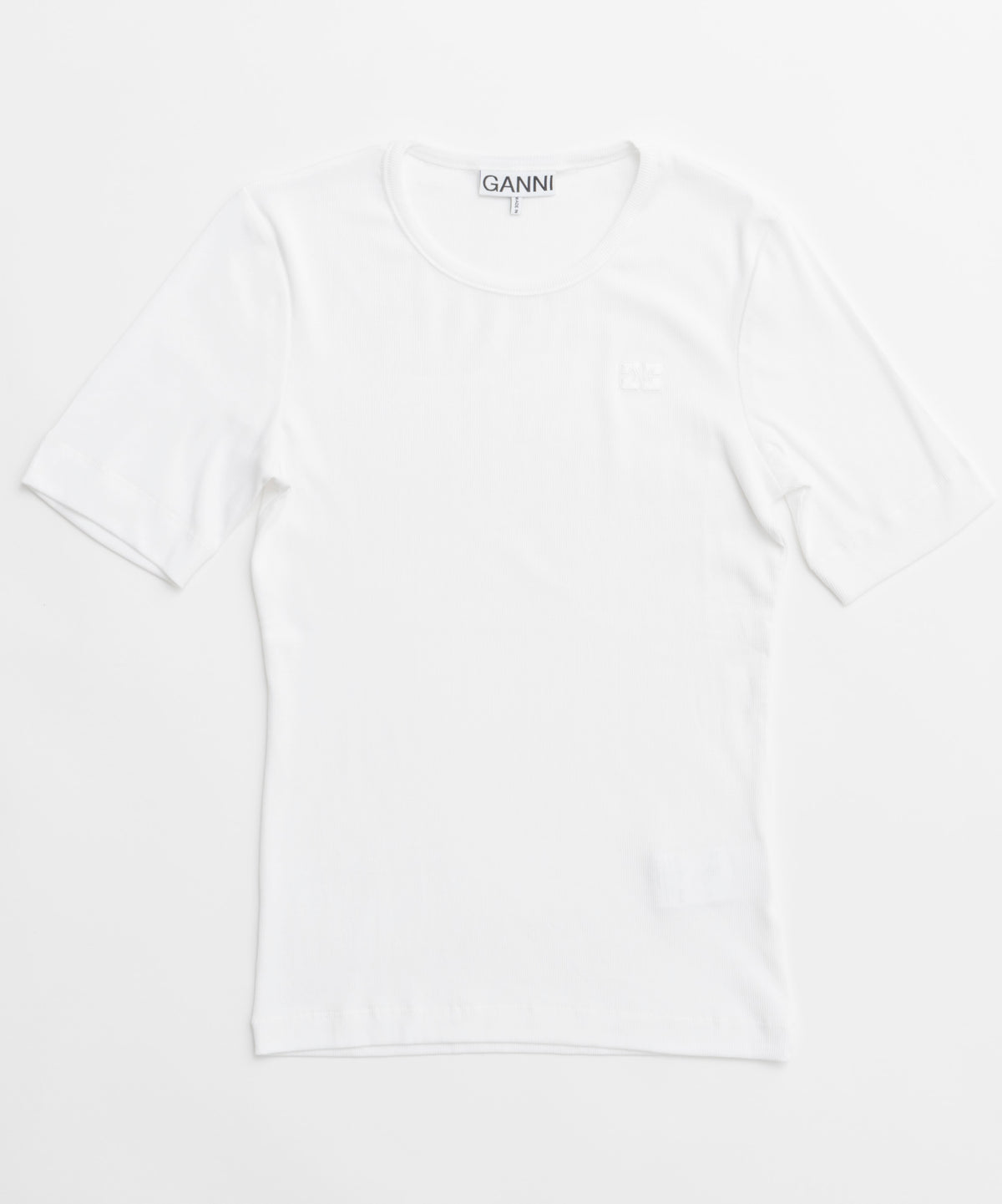 [Ganni] Soft Cotton Rib Short Sleeve T-Shirt