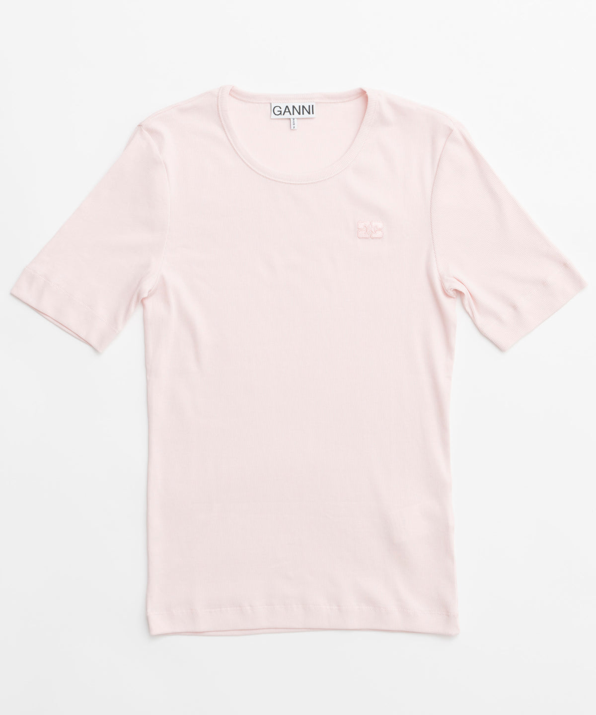 [Ganni] Soft Cotton Rib Short Sleeve T-Shirt