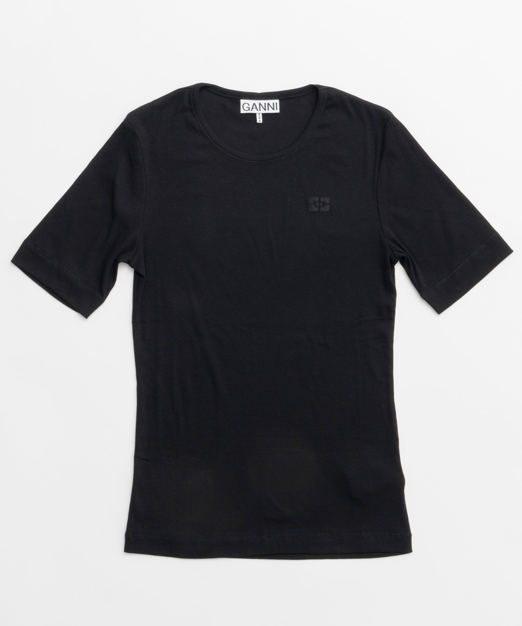 [Ganni] Soft Cotton Rib Short Sleeve T-Shirt