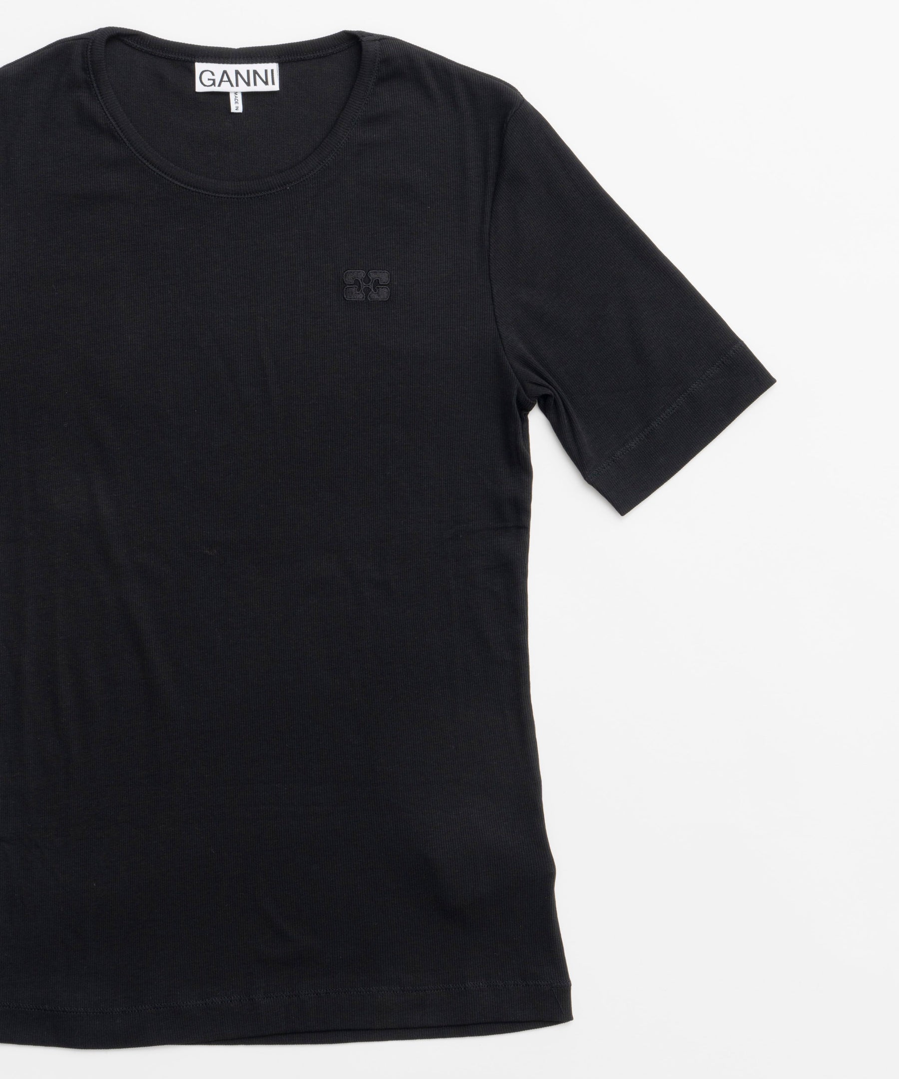 [Ganni] Soft Cotton Rib Short Sleeve T-Shirt