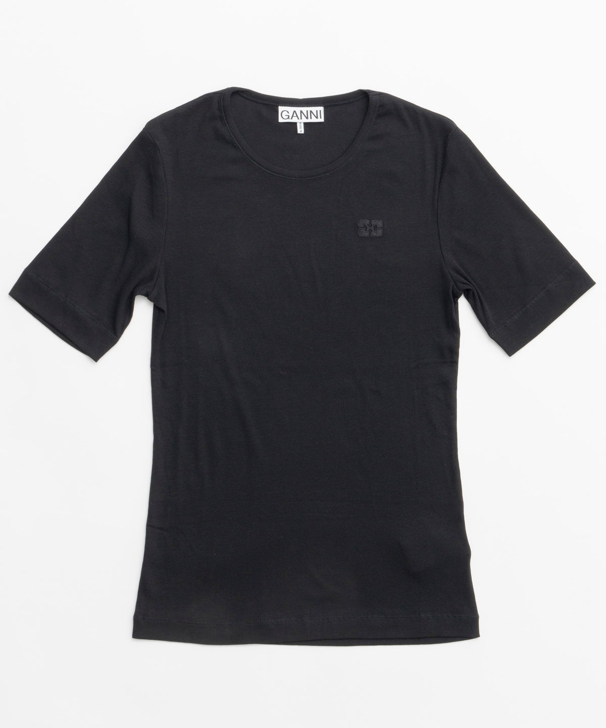 [Ganni] Soft Cotton Rib Short Sleeve T-Shirt