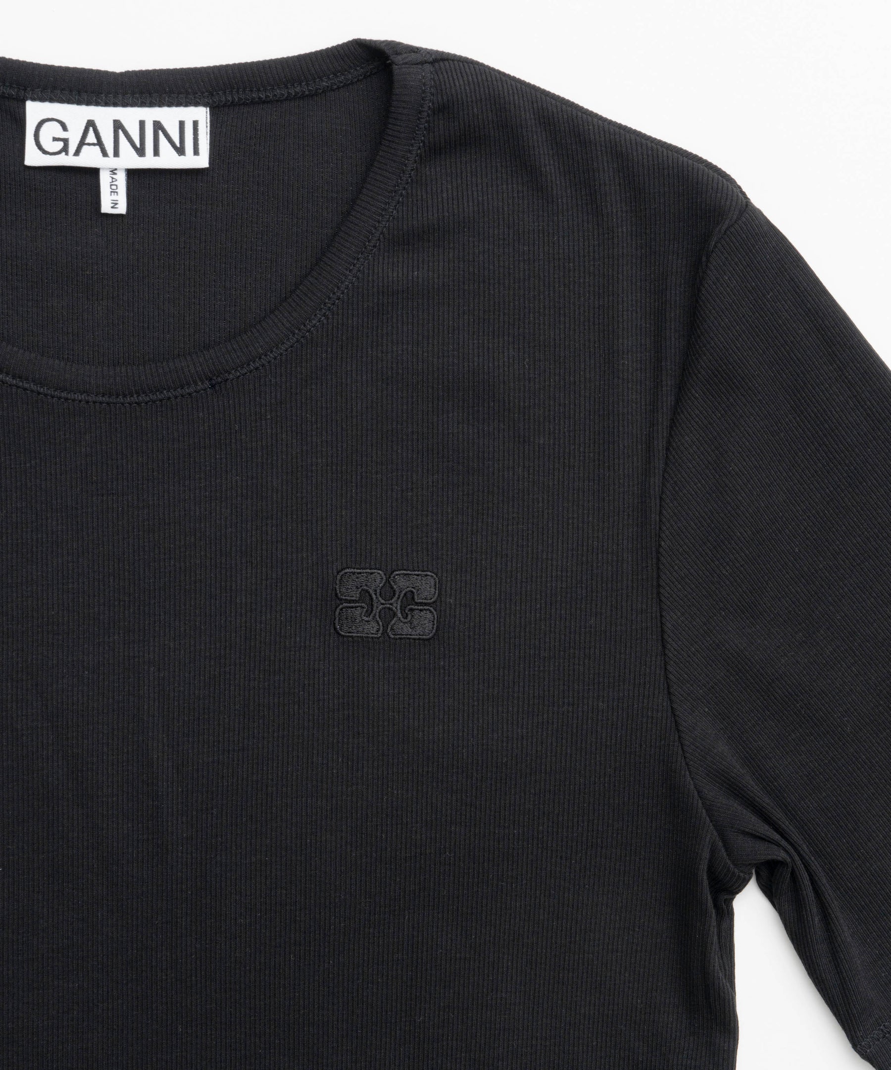 【GANNI】Soft Cotton Rib Short Sleeve T-shirt