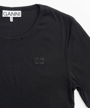 [Ganni] Soft Cotton Rib Short Sleeve T-Shirt