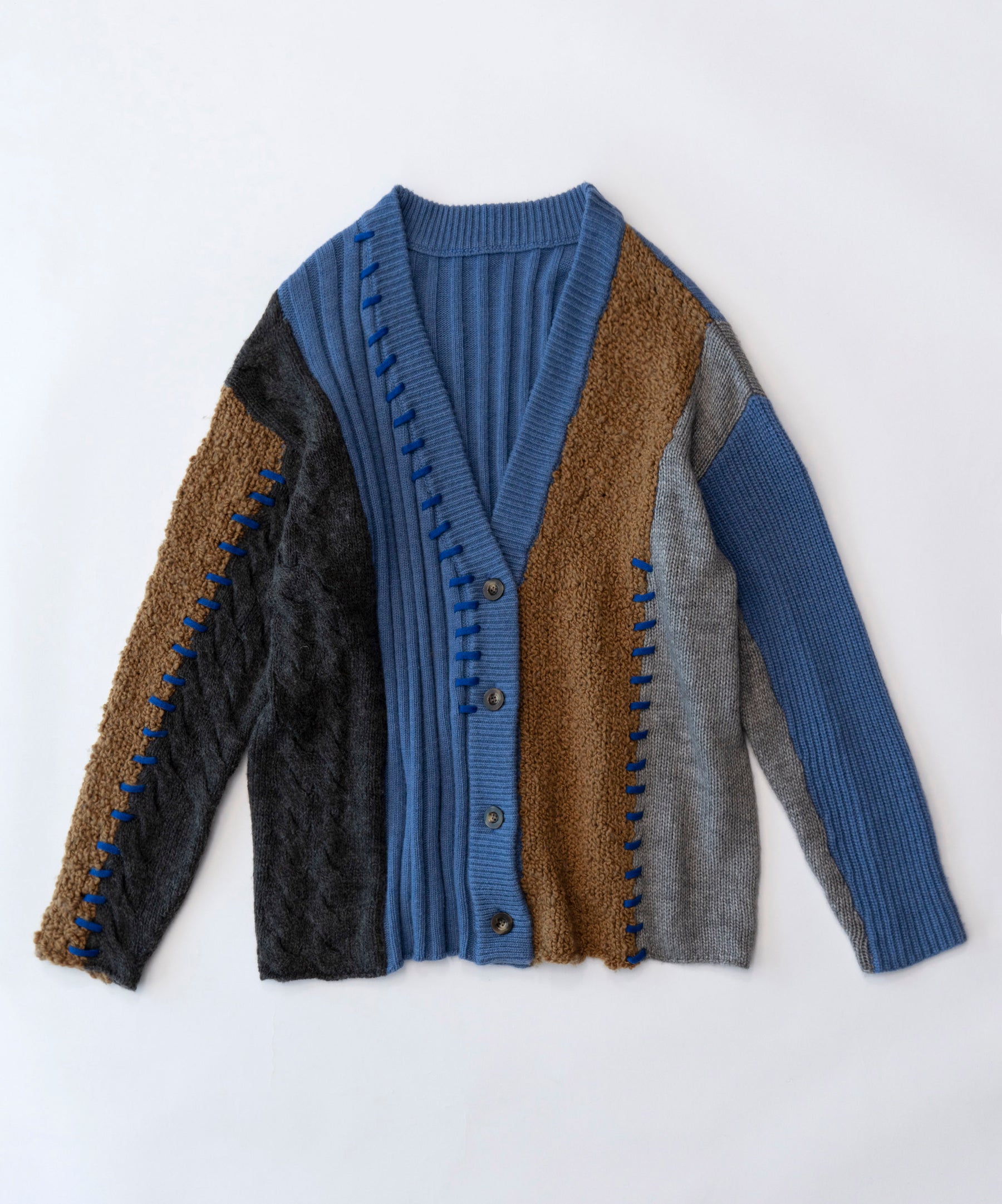 SALE】Hand Stitch Multi Combination Knit Cardigan