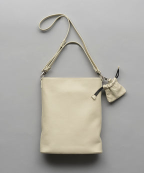 2WAY Leather Shoulder Bag With Drawstring Charm