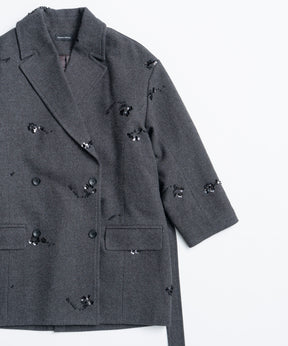 【26WINTER COLLECTION】Beaded Embroidered Midi Coat