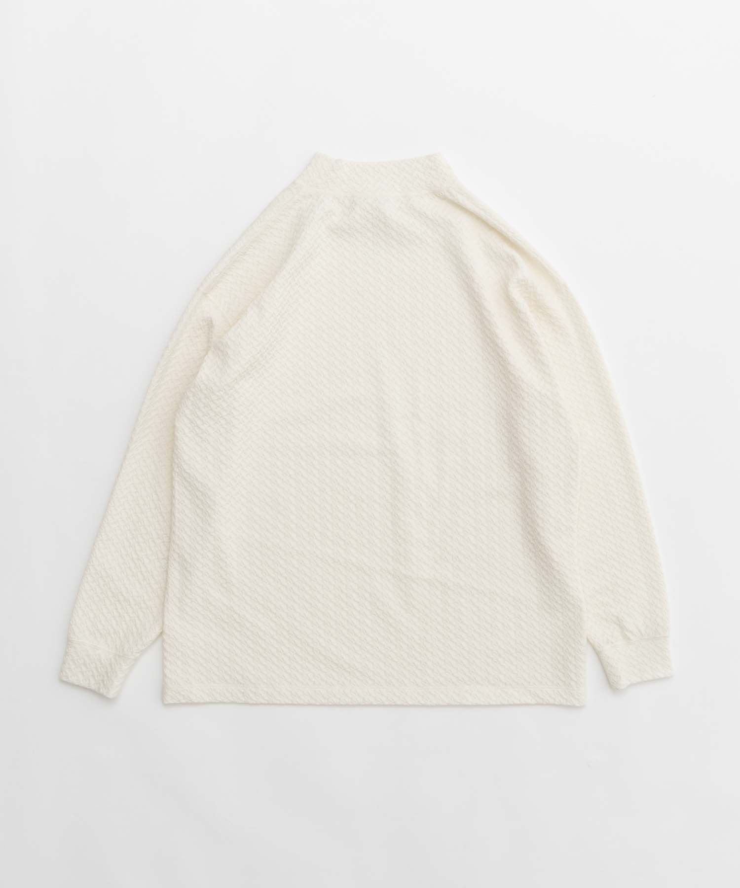[SALE] Shirring Jacquard Prime-Over Mock Neck Long Sleeve T-Shirt
