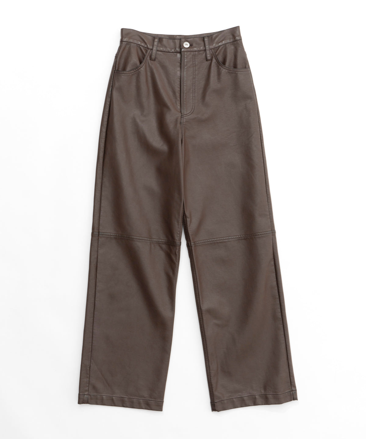 Washed Vegan Leather Wide Straight Pants