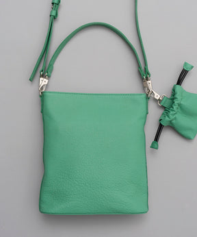 2WAY LEATHER MINI SHOULDER BAG with Drawstring Charm
