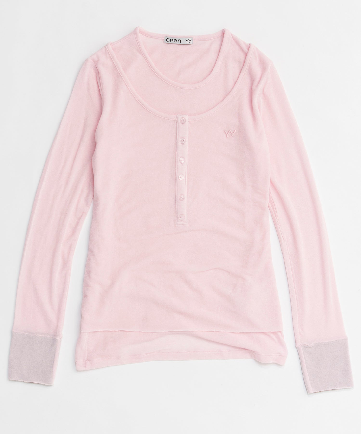 【OPEN YY】Knitted LAYERED HENLEY LOUNGE TEE