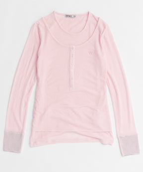 【OPEN YY】Knitted LAYERED HENLEY LOUNGE TEE
