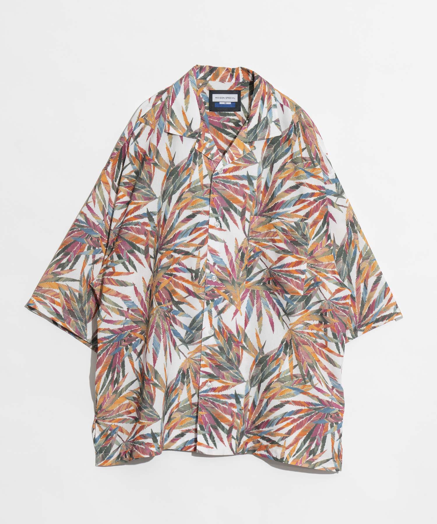 Sheer Print Prime-Over Short Sleeve Open Collar Shirt