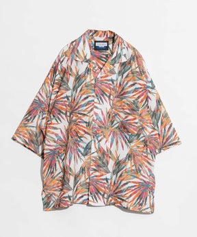 Sheer Print Prime-Over Short Sleeve Open Collar Shirt