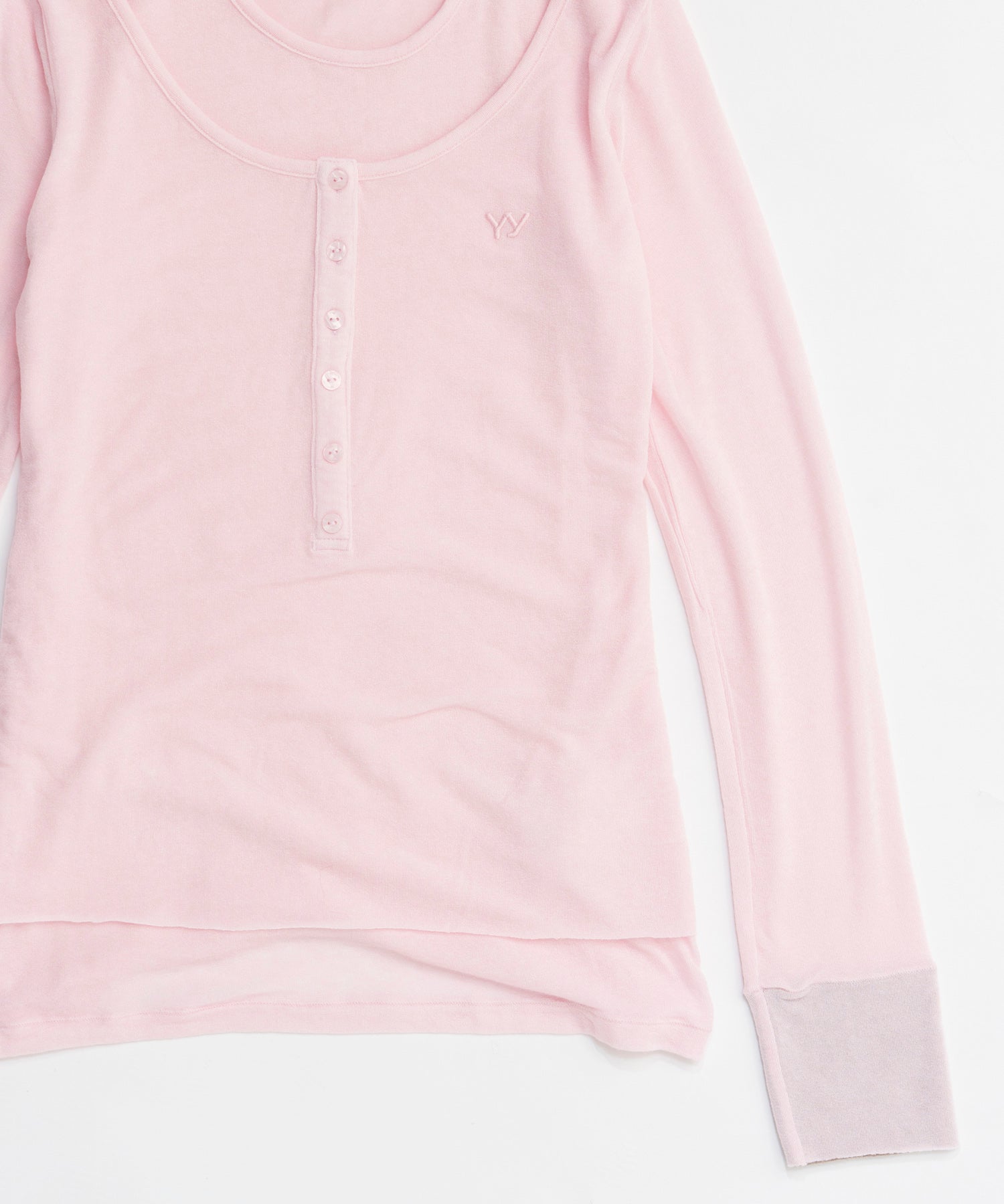 【OPEN YY】Knitted LAYERED HENLEY LOUNGE TEE