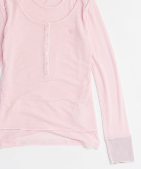 【OPEN YY】Knitted LAYERED HENLEY LOUNGE TEE