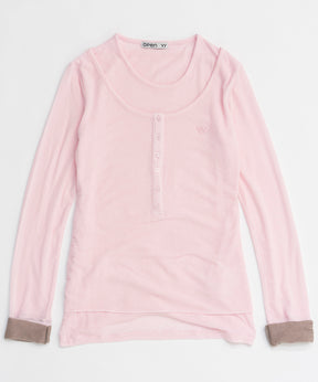 【OPEN YY】Knitted LAYERED HENLEY LOUNGE TEE