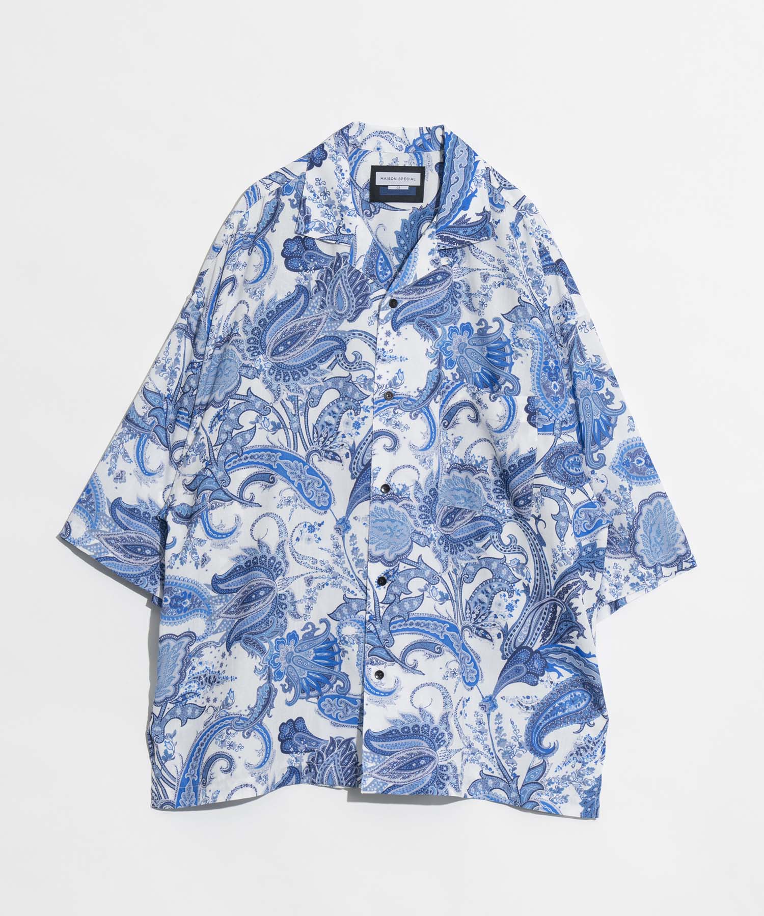 【SALE】シアープリントプライムオーバーオープンカラーショートスリーブシャツ