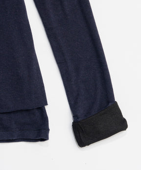 【OPEN YY】Knitted LAYERED HENLEY LOUNGE TEE