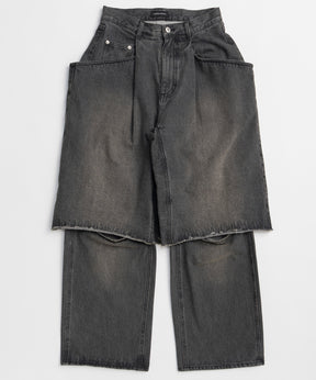 Layered Denim Pants