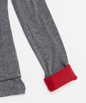 【OPEN YY】Knitted LAYERED HENLEY LOUNGE TEE