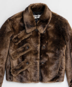 【OPEN YY】Woven FAUX FUR TAB TOGGLE JACKET