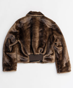 【OPEN YY】Woven FAUX FUR TAB TOGGLE JACKET