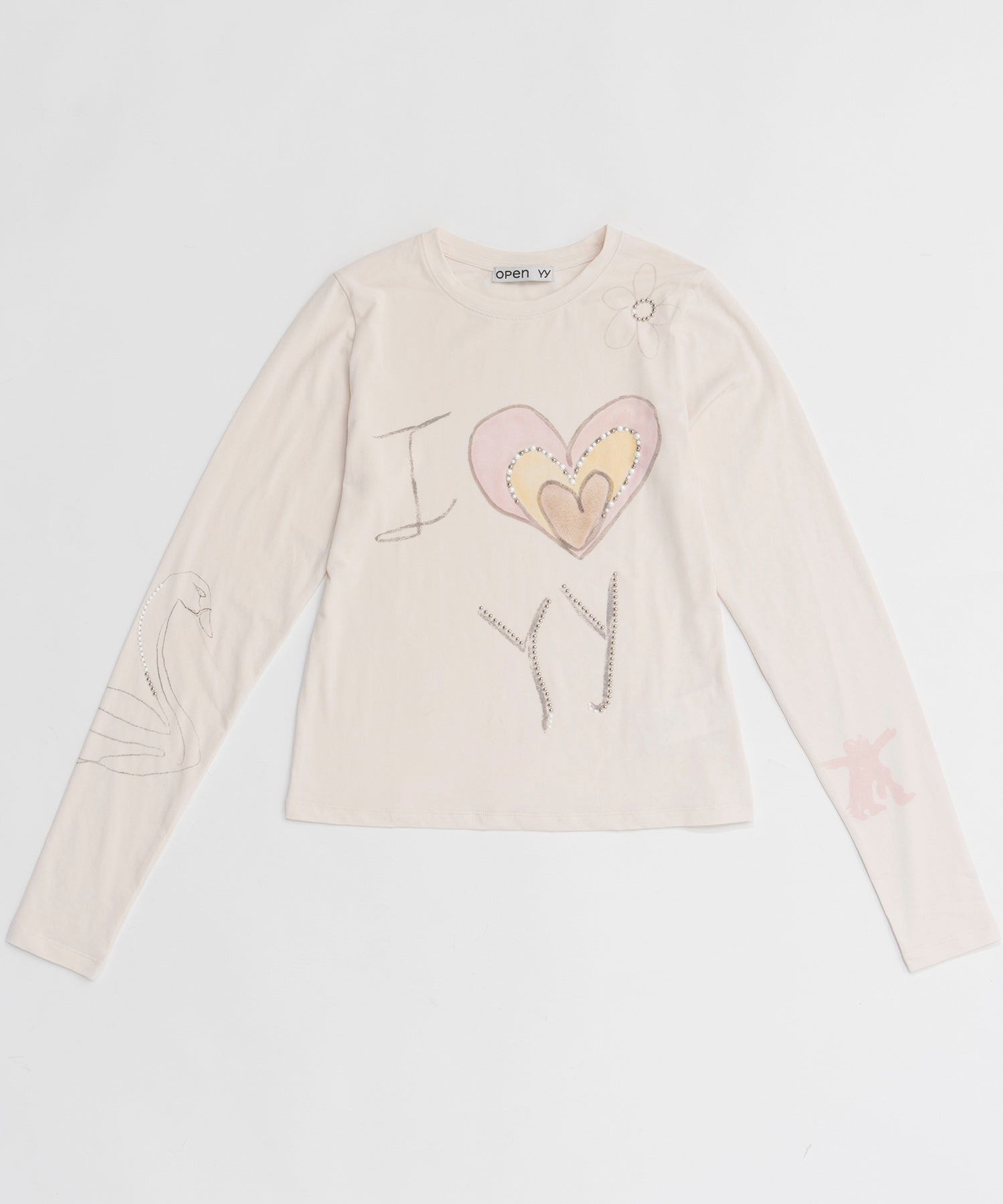 【OPEN YY】Knitted BEADED I LOVE YY TEE