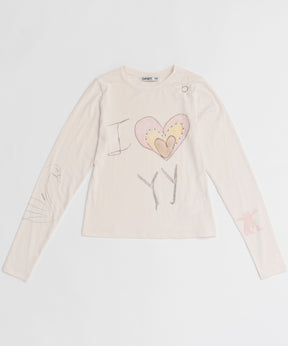 【OPEN YY】Knitted BEADED I LOVE YY TEE