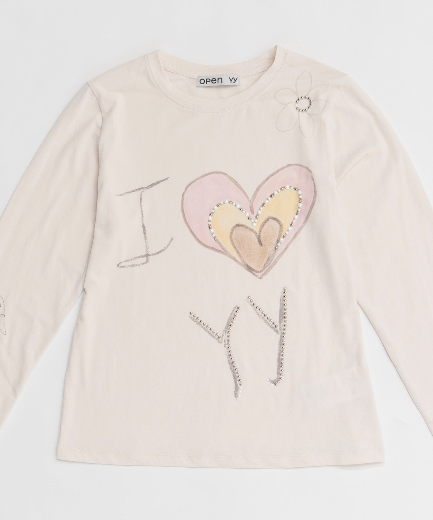 【OPEN YY】Knitted BEADED I LOVE YY TEE